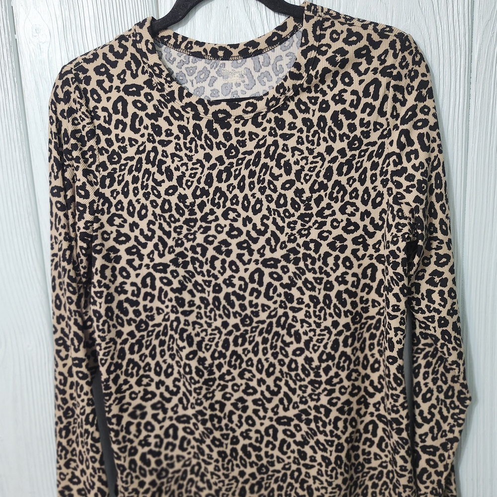 No Boundaries Tan and Black Leopard Print Sweatshirt
